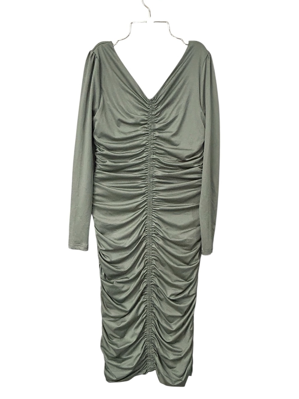 Baltic Born NWT Camden Town Midi Dress Medium in Dusty Sage Green Ruched Detail - Picture 5 of 13